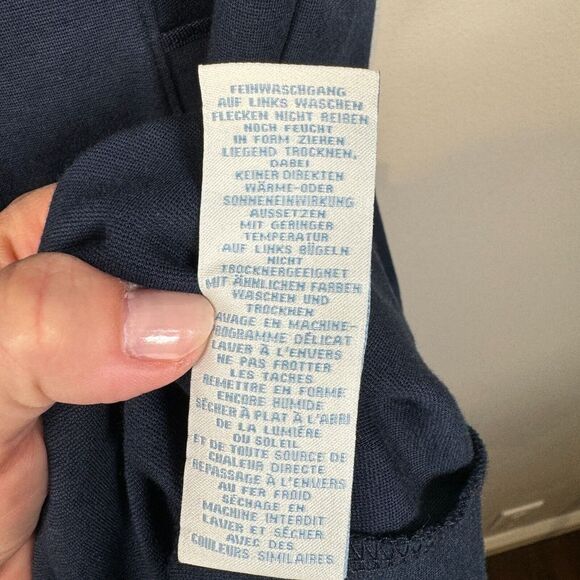 Boden Sheath Dress Size 8P Petite Navy Blue Cotton Cap Sleeve‎ V Neck Pockets - Picture 7 of 7